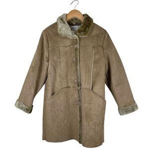 Vintage Komitor Women’s Medium Tan Faux Fur Fully Lined Jacket Y2K